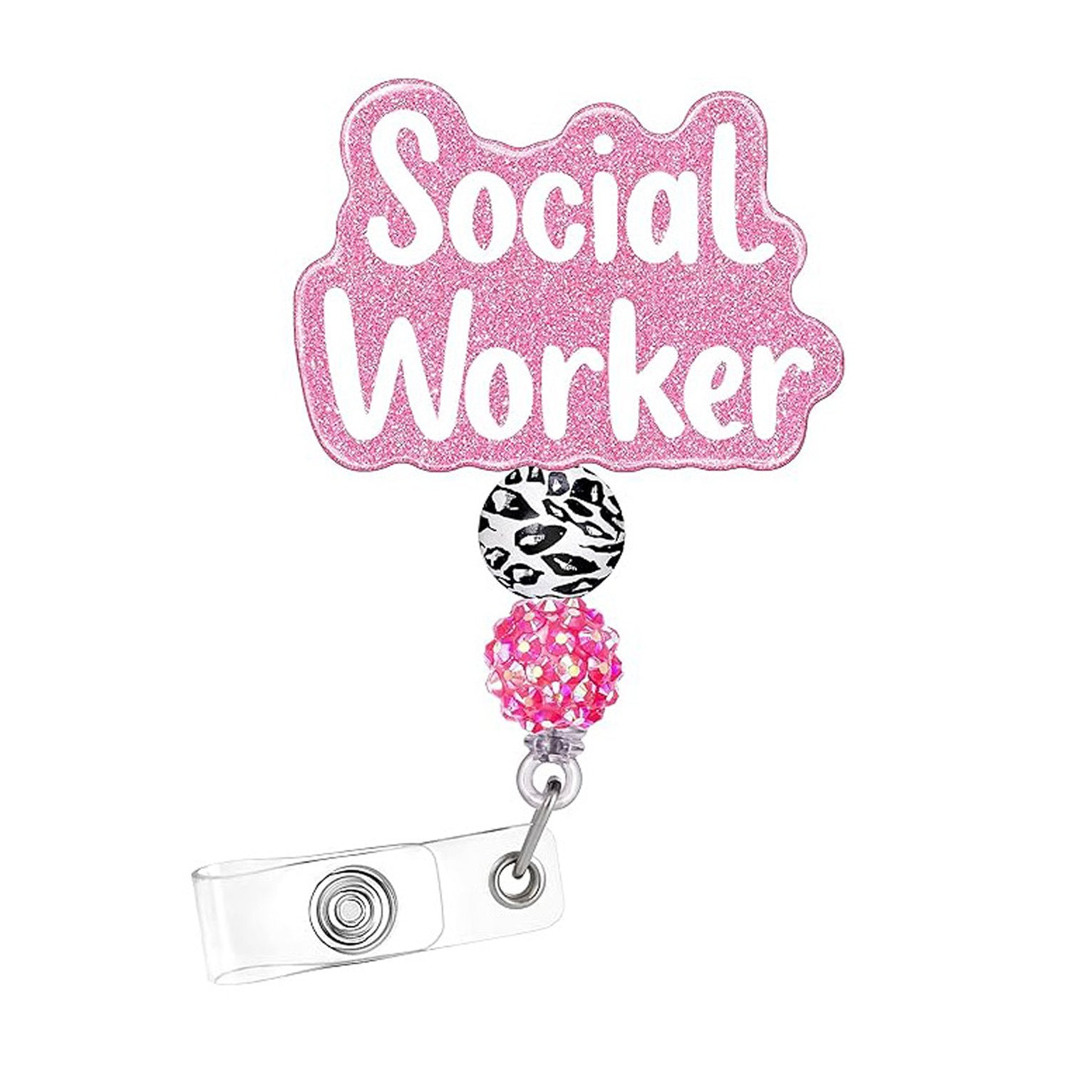 Wholesale Plastic Beaded Badges, Scroll Extendable Keychains